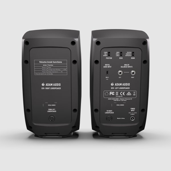 ADAM Audio D3V 3.5-Inch Active Desktop Monitoring System with USB-C Connection - Pair, Black